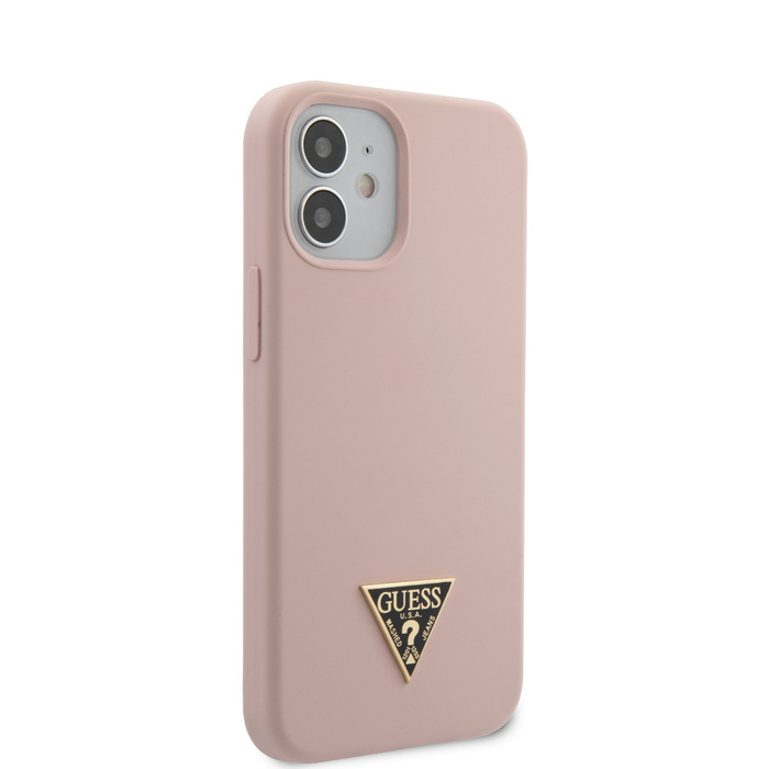 Etui GUESS Apple iPhone 12 Mini Silicone Triangle Logo Różowy Hardcase
