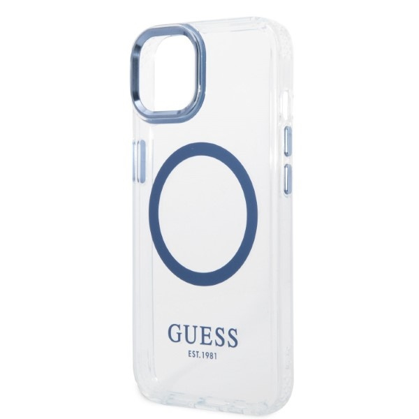 Etui GUESS Apple iPhone 14 Plus Metal Outline Magsafe Niebieski Hardcase