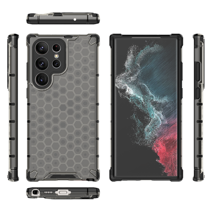 Etui Honeycomb Etui Do Samsung Galaxy S23 Ultra Pancerny Hybrydowy Pokrowiec Czarne Case Case