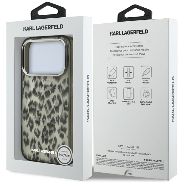 Etui Karl Lagerfeld IML Leopard Pattern  MagSafe do iPhone 17 Pro brązowy