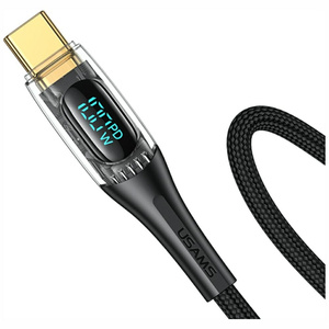 Kabel USAMS Shadow Series US-SJ591 PD    100W z wyświetlaczem USB-C do USB-C 2m czarny