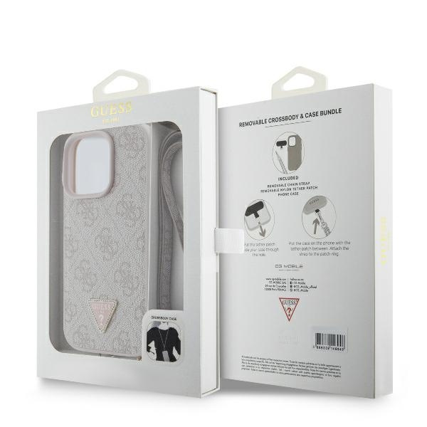 Etui Guess iPhone 16 Pro Max 6.9" różowy/pink hardcase Leather Metal Logo Strass Crossbody