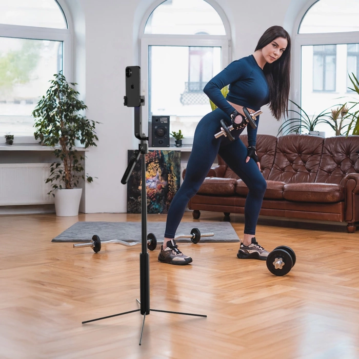 Selfie stick Statyw Wozinsky WST-360YS z automatycznym śledzeniem twarzy 360° AI sterowanie gestami Czarny