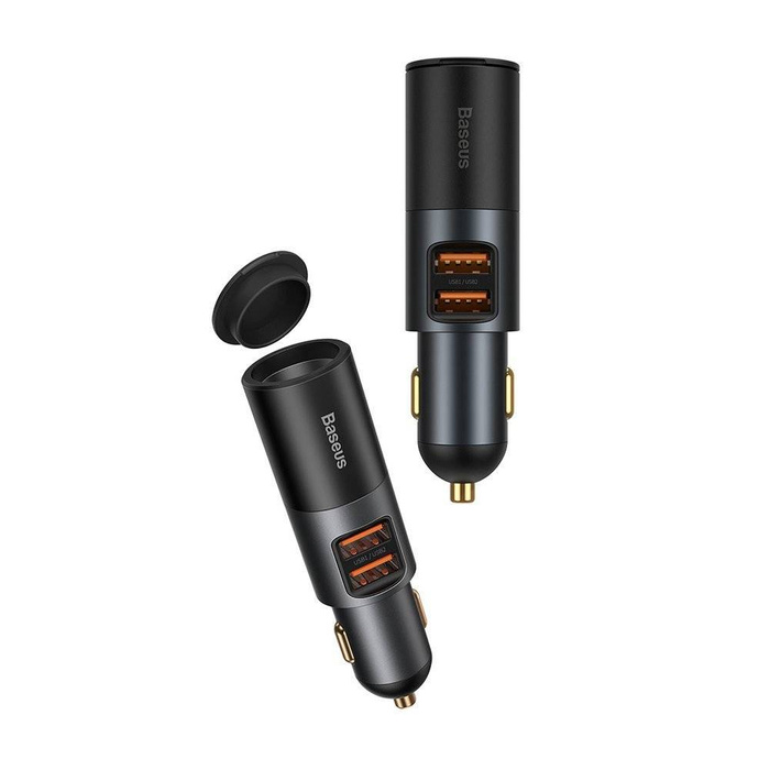 Baseus Share Together ładowarka samochodowa 2x USB / gniazdo zapalniczki 120W Quick Charge Power Delivery szary (CCBT-D0G)