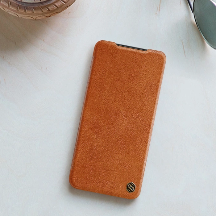 Nillkin Qin skórzana kabura etui Xiaomi Redmi Note 11S / Note 11 brązowy