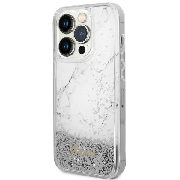 Etui Guess GUHCP14LLCSGSGH iPhone 14 Pro 6.1" biały/white hardcase Liquid Glitter Marble Case