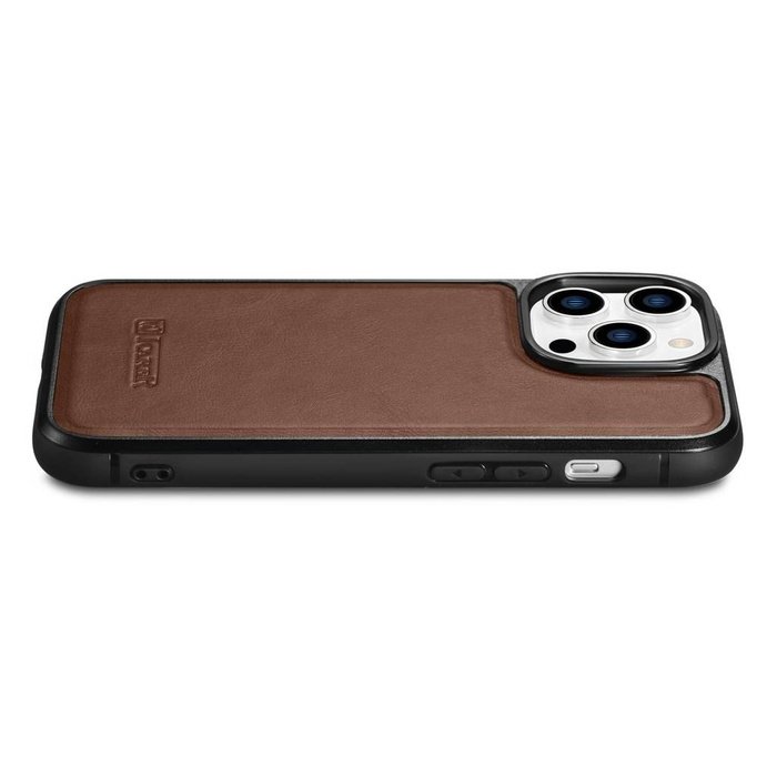 iCarer Leather Oil Wax etui pokryte naturalną skórą do iPhone 14 Pro Max (kompatybilne z MagSafe) brązowy (WMI14220720-BN)
