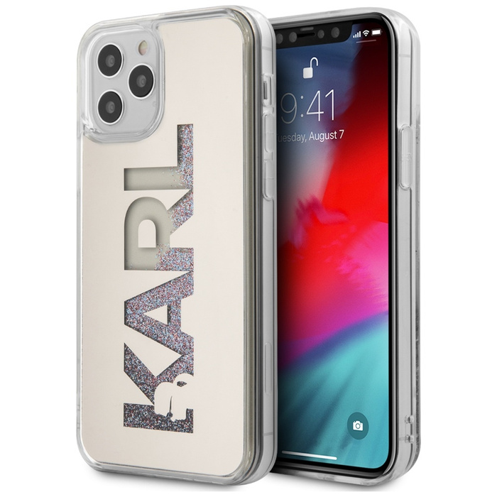 Etui KARL LAGERFELD Apple iPhone 12 Pro Max Mirror Liquid Glitter Karl Srebrny Hardcase
