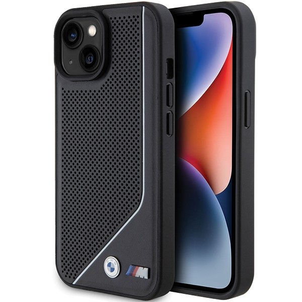 Etui Bmw Bmhmp15s23pucpk Iphone 15 / 14 / 13 6.1" Czarny/black Hardcase Perforated Twisted Line Magsafe Case