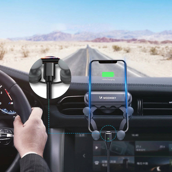 Wozinsky Gravity Car Mount grawitacyjny uchwyt samochodowy na kratkę wentylacyjną nawiew czarny (WCH-05)