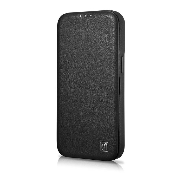 iCarer CE Premium Leather Folio Case skórzane etui iPhone 14 Plus z klapką magnetyczne MagSafe czarny (WMI14220715-BK)