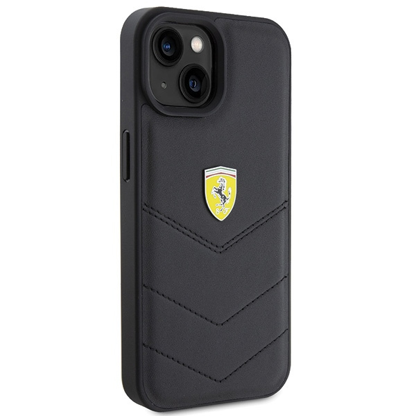 Etui Ferrari FEHCP15SRDUK iPhone 15 6.1" czarny/black hardcase Quilted Metal Logo Case