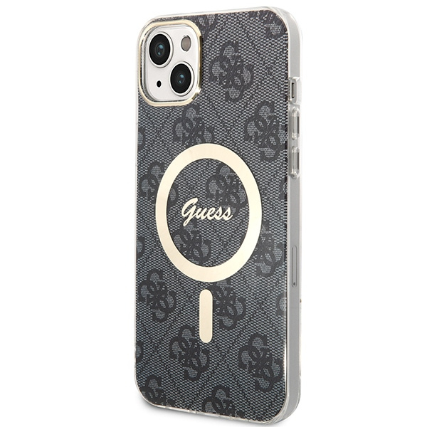 Zestaw Etui Guess Case+ Charger iPhone 14 Plus 6,7" czarny/black hard case 4G Print MagSafe