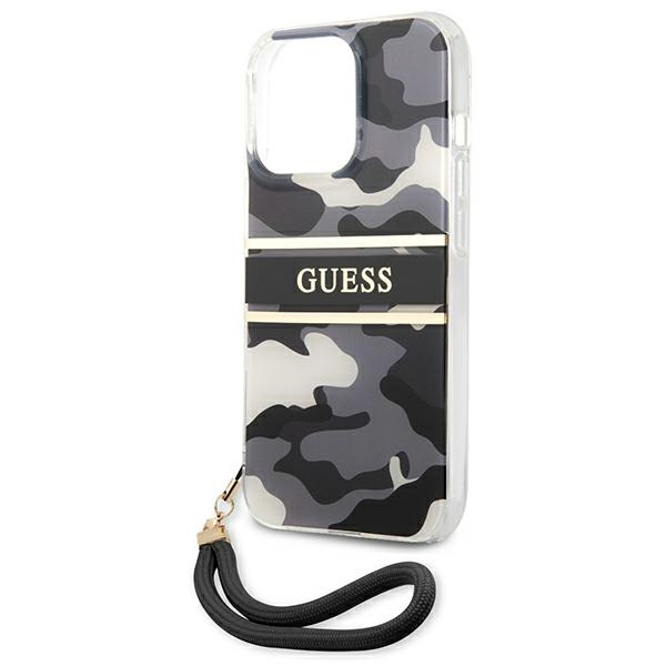 Etui GUESS Apple iPhone 13 13 Pro Camo Strap Collection Czarny Hardcase