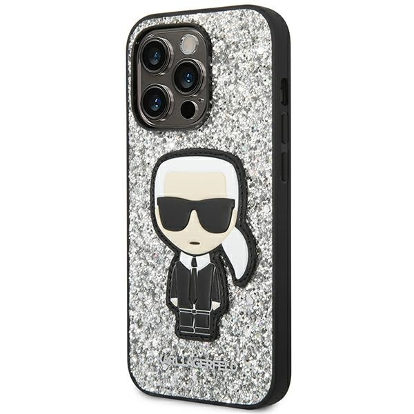Etui KARL LAGERFELD Apple iPhone 14 Pro Max Glitter Flakes Ikonik Srebrny Hardcase