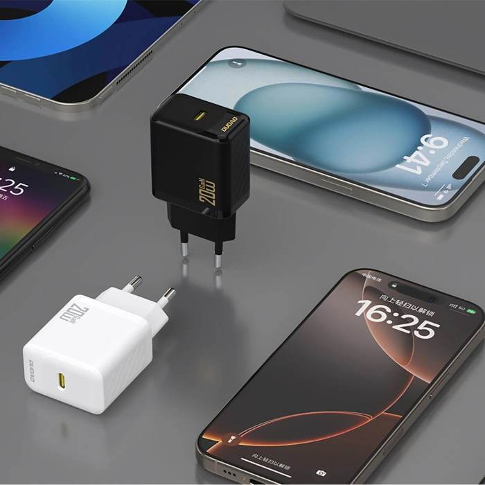 Ładowarka sieciowa Dudao A26LEU PD 20W GaN USB-C z kablem USB-C - Lightning - czarna