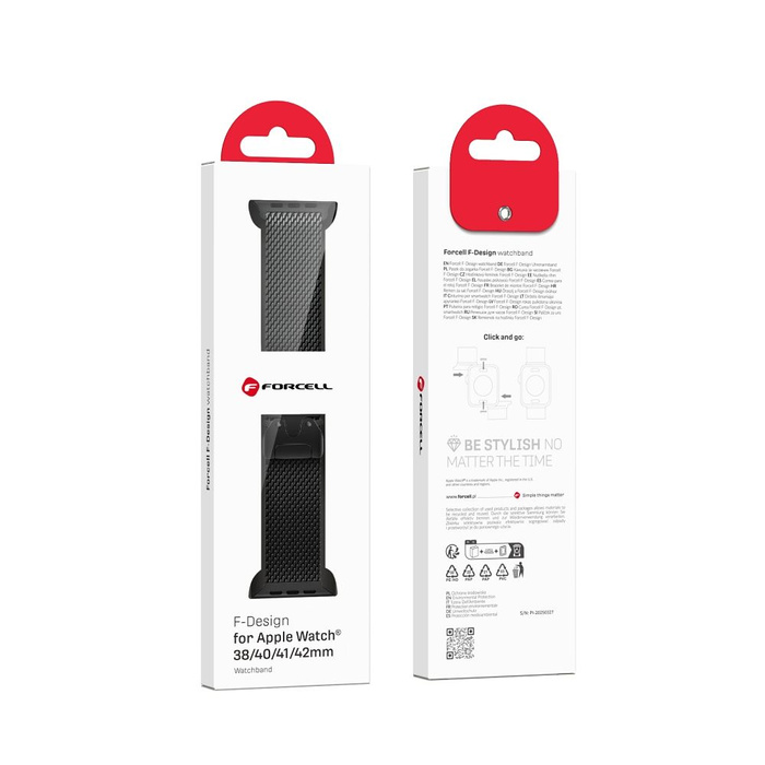 Pasek do Apple Watch Forcell F-Design FA11 zatrzask stal 38 / 40 / 41 mm czarny