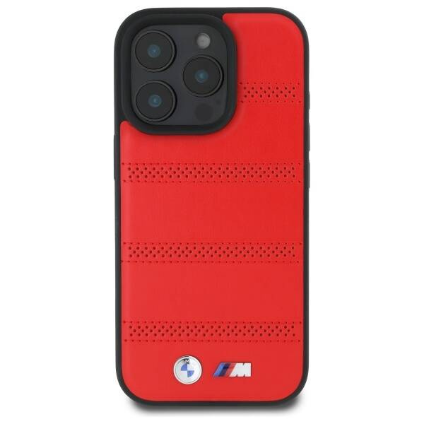 Etui BMW iPhone 16 Pro Max 6.9" czerwony/red hardcase M Perforated And Stitched Line MagSafe