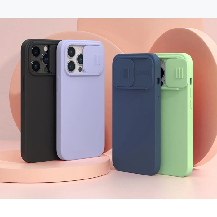 Etui Nillkin CamShield Silky Silicone Case etui pokrowiec z osłoną na aparat do iPhone 13 Pro czarny