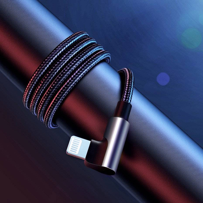 Ugreen MFI kątowy kabel przewód z bocznym wtykiem USB Typ C - Lightning Power Delivery 3 A 1 m szary (60763 US305)