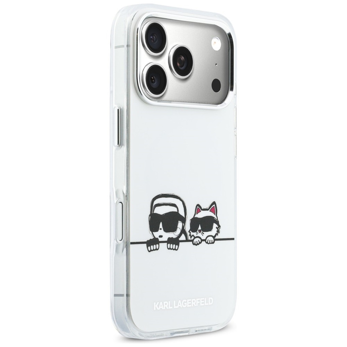 Etui Karl Lagerfeld IML Karl & Choupette Peekaboo Logo MagSafe do iPhone 17 Pro Max biały