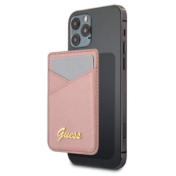 Etui Na Karty GUESS Wallet Card Slot MagSafe Saffiano Różowy Case
