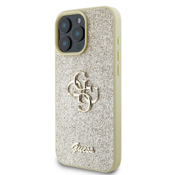 Etui Guess iPhone 16 Pro Max 6,9" złoty/gold HC Fixed Glitter Big 4G