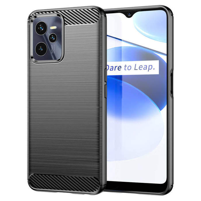Carbon Case etui Realme C35 elastyczny silikonowy karbonowy pokrowiec czarne