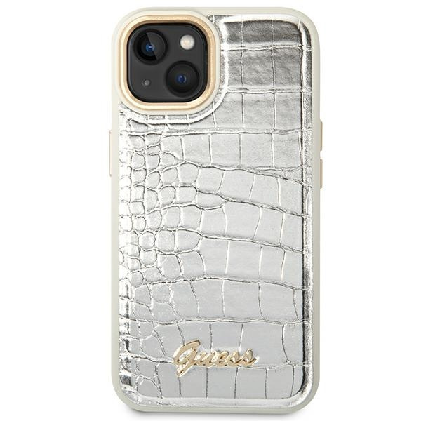 Etui GUESS Apple iPhone 14 Plus Croco Collection Srebrny Hardcase
