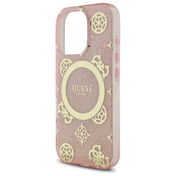 Etui Guess iPhone 16 Pro Max  6.9" różowy/pink hardcase IML Peony On 4G Background MagSafe