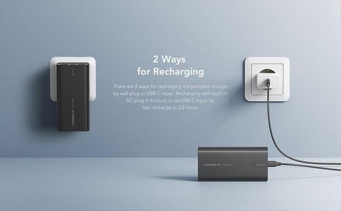 VEGER powerbank 10000 mAh PD QC3.0 20W ACE100 (W1146) czarny.