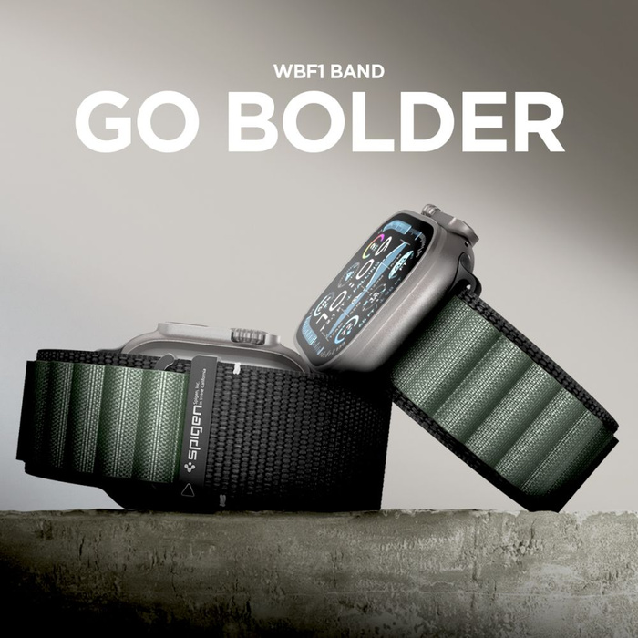 PASEK SPIGEN WBF1 BAND APPLE WATCH 6 / 7 / 8 / 9 / 10 / SE / ULTRA 1 / 2 (44 / 45 / 46 / 49 MM) BLACK/GREEN