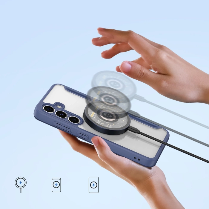 Etui Dux Ducis Skin X Pro na Samsung Galaxy S25 z MagSafe i portfelem - niebieskie