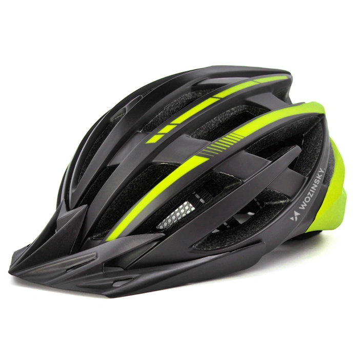 Kask rowerowy MTB Wozinsky z tylną lampką USB L - czarno-żółty