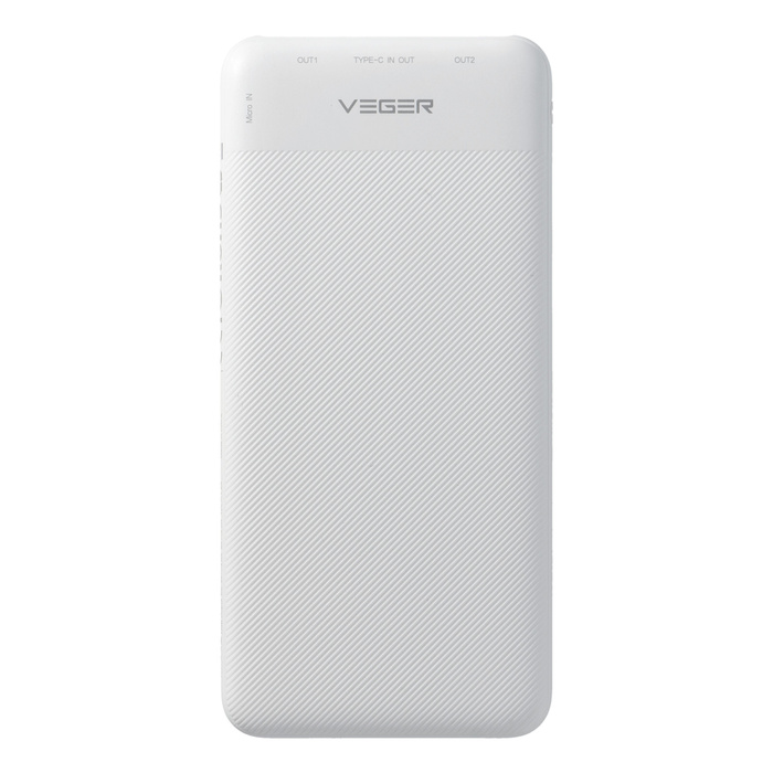 VEGER powerbank 10000 mAh PD QC3.0 2A 20W L10S (W1105PD) biały