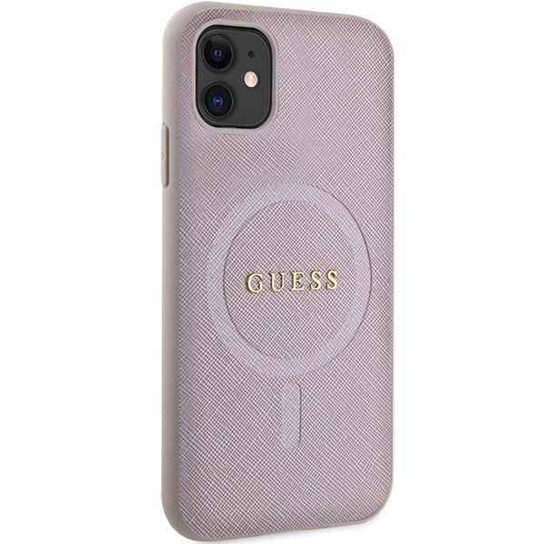 Etui Guess GUHMN61PSAHMCP iPhone 11 / Xr 6.1" różowy/pink hardcase Saffiano MagSafe Case