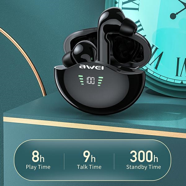 Słuchawki AWEI Bluetooth 5.1 T12P TWS Stacja Dokująca Czarny