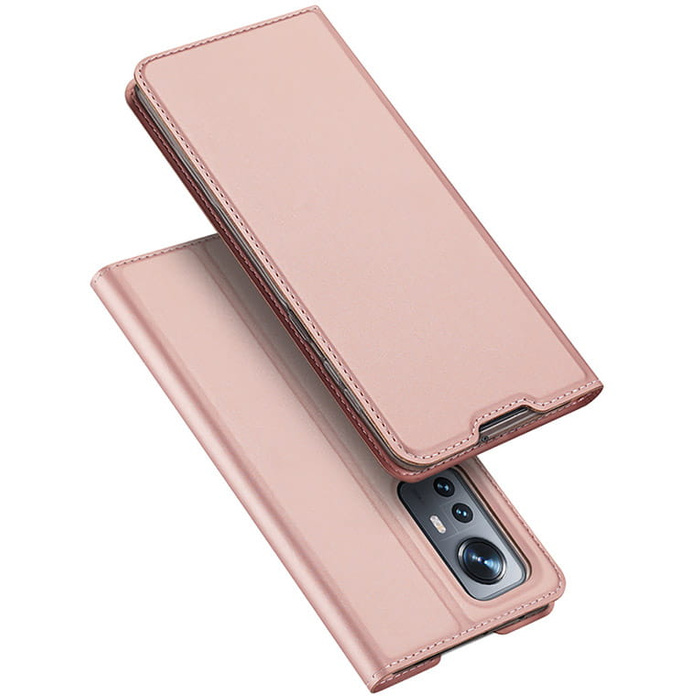 Etui z klapką, portfelem i podstawką Dux Ducis Skin Pro do Xiaomi Poco M6 Pro / Redmi 12 / Redmi 12R - różowe