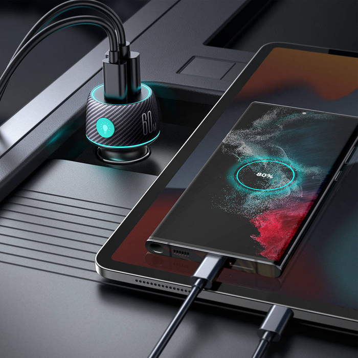 Ładowarka samochodowa 60W USB-C USB-A Joyroom JR-CCN01 | czarna