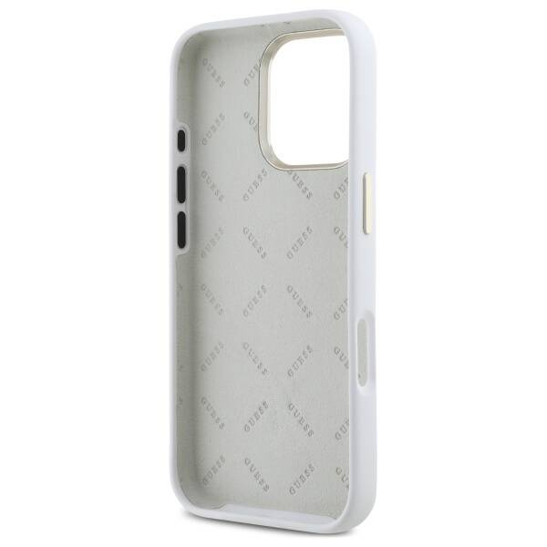 Etui Guess iPhone 16 Pro biały/white hardcase Silicone Logo Strass 4G