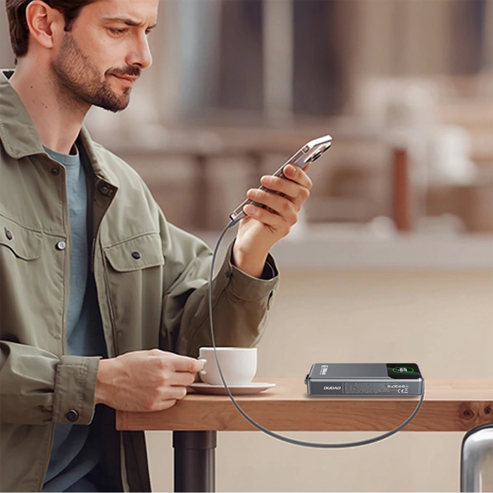 Powerbank Dudao K31 Pro 45W 20000mAh z wbudowanym zwijanym kablem USB-C - szary