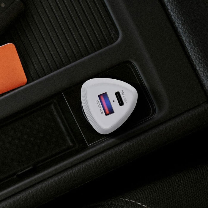 FORCELL F-ENERGY Carbon CC50-1A1C ładowarka samochodowa Typ C + USB A PD QC3.0 3A 38W biała