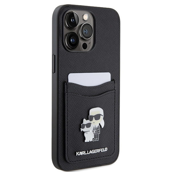Etui Karl Lagerfeld KLHCP15XSAPKCNPK iPhone 15 Pro Max 6.7" czarny/black hardcase Saffiano Cardslot KC Metal Pin Case