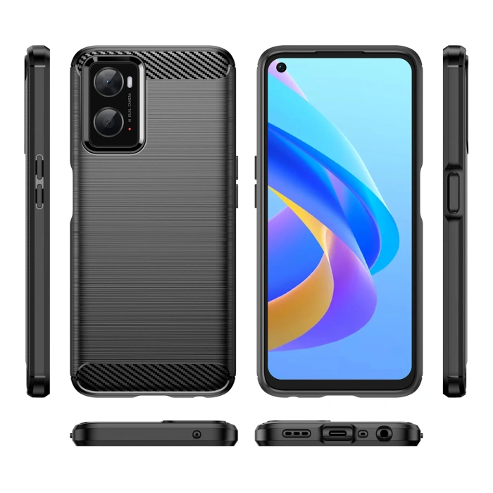 Carbon Case elastyczne etui pokrowiec Oppo A76 / Oppo A36 / Realme 9i czarny