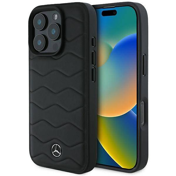 Etui Mercedes iPhone 16 Pro 6.3" czarny/black hardcase MB Waves Leather