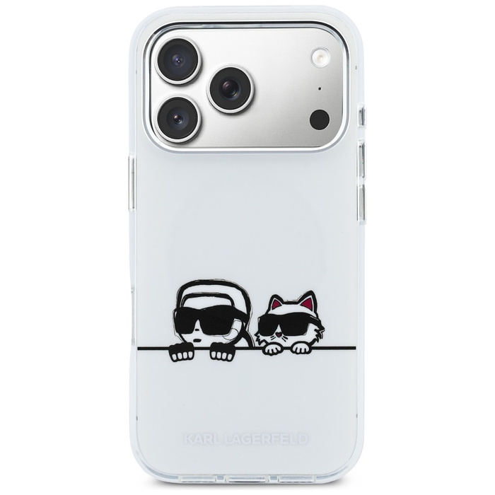 Etui Karl Lagerfeld IML Karl & Choupette Peekaboo Logo MagSafe do iPhone 17 Pro Max biały