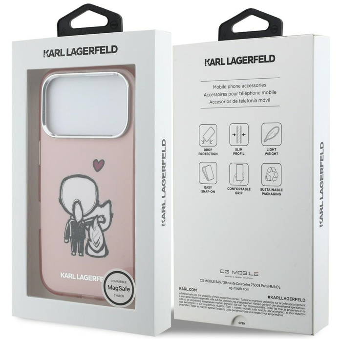 Etui Karl Lagerfeld Karl & Choupette     Back MagSafe do iPhone 17 Pro Max różowy