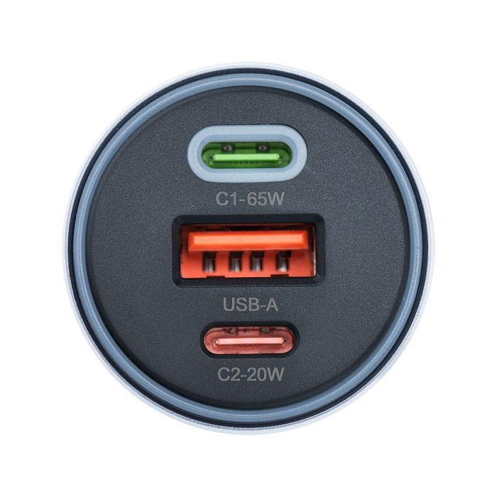 Ładowarka samochodowa Forcell F-Energy Alu 2 x USB C + USB A QC4.0 PD SFC2.0 3A 85W szara