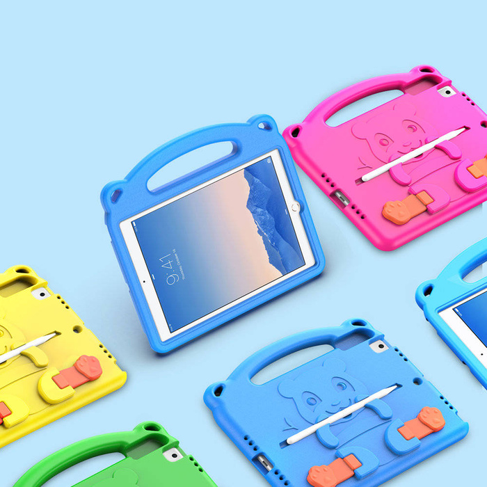 Dux Ducis Panda bezpieczne dla dzieci dziecięce miękkie etui do iPad 9.7'' 2018 / iPad 9.7'' 2017 z miejscem na rysik żółty
