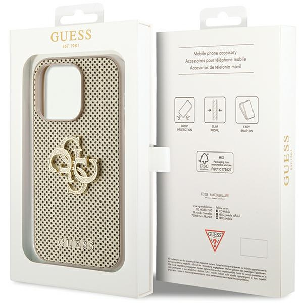 Etui Guess GUHCP15XPSP4LGD iPhone 15 Pro Max 6.7" złoty/gold hardcase Perforated 4G Glitter Case